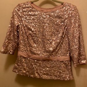 Sequence two tone silver /gold sequence top blouse ALEX EVENINGS SIZE SMALL